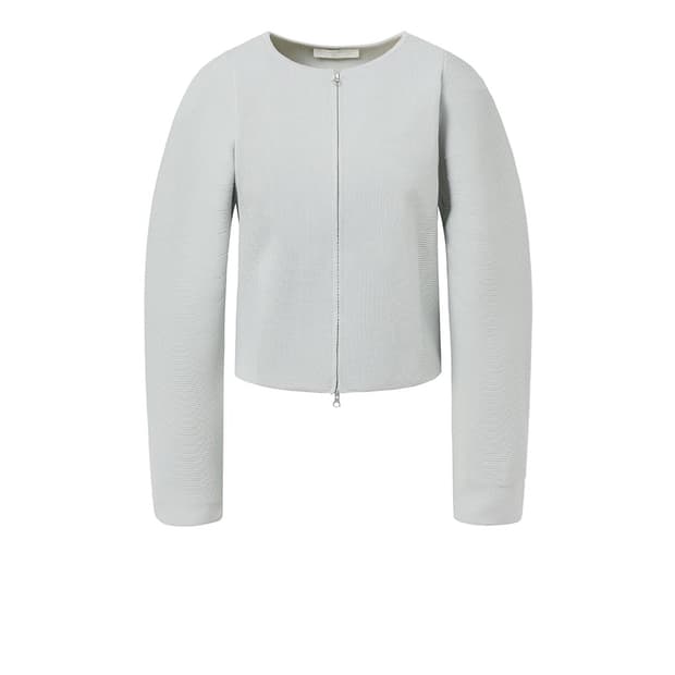 아모멘토 Rounded Zip-Up Cardigan, Grey