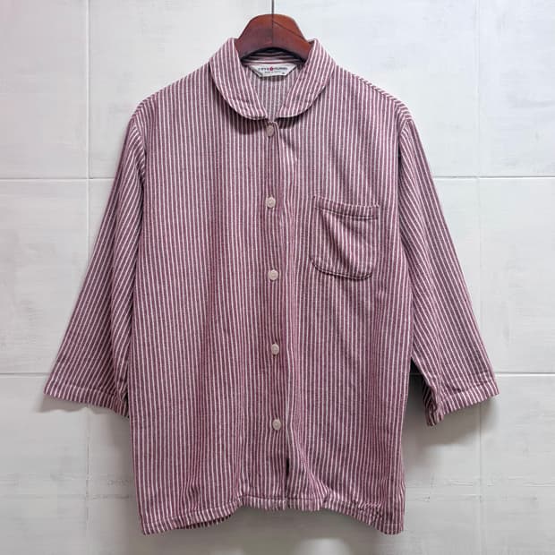 둥근카라 핀스트라이프 마린 셔츠 블라우스  (JPN)