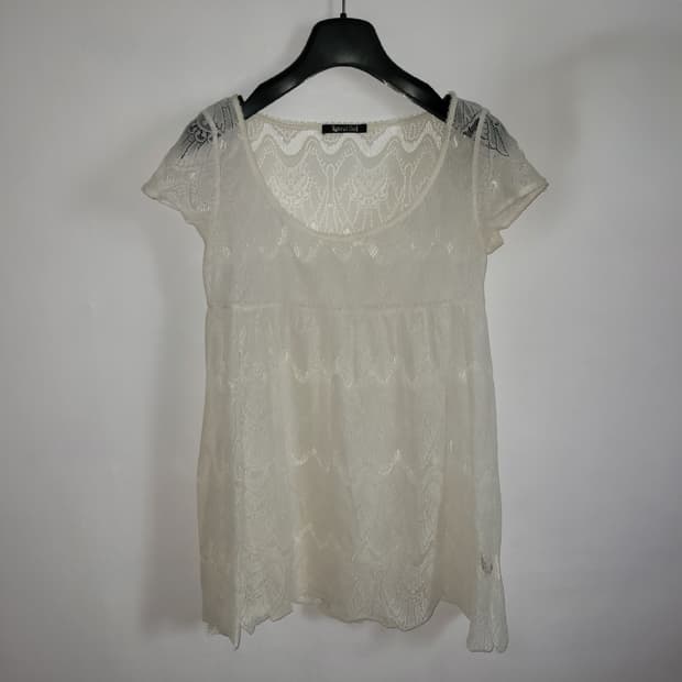 아이보리 레이어드 레이스 탑