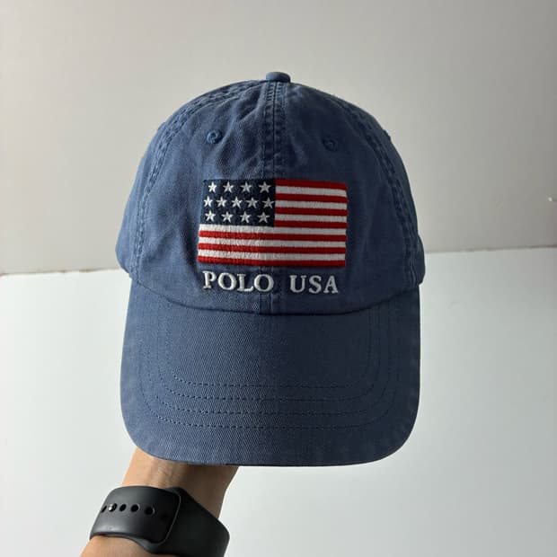 Polo 폴로 랄프로렌 자수 성조기 블루 치노 볼캡