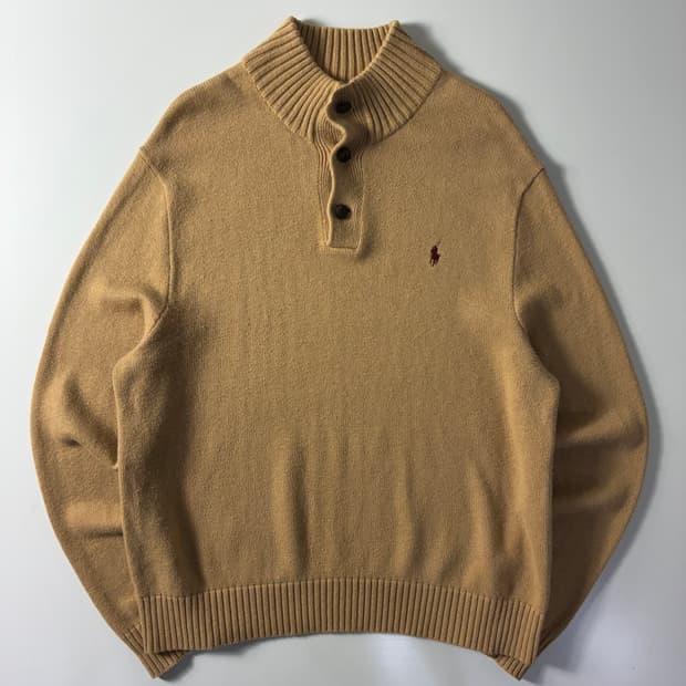Polo 폴로 랄프로렌 베이지 우드3B 버튼업 니트