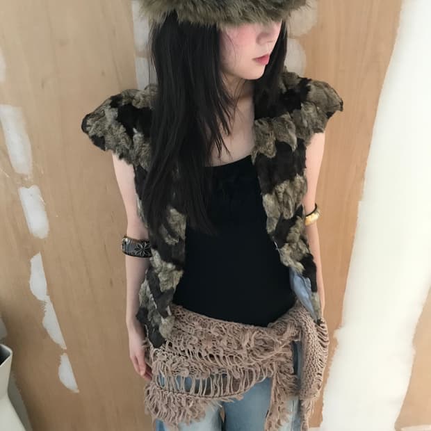 vintage half fur jacket