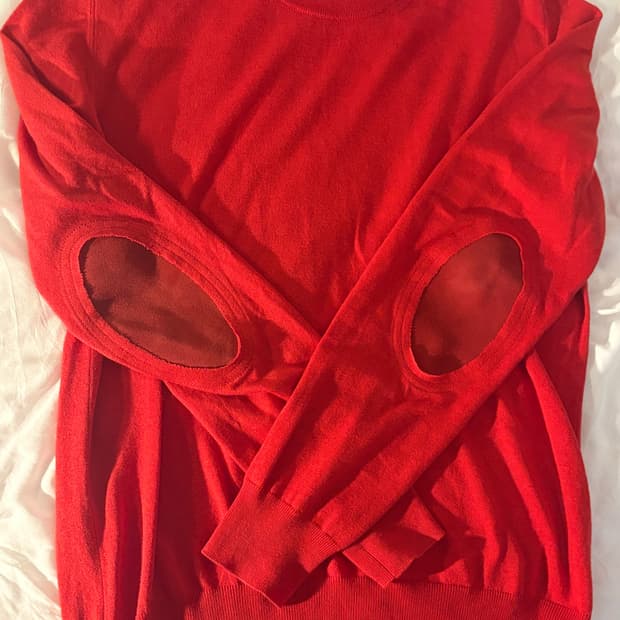 [L] 메종 마르지엘라 엘보우 패치 니트, 레드