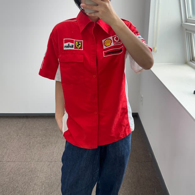 Ferrari 페라리 Marlboro 레드 레이싱 반팔 카라티 