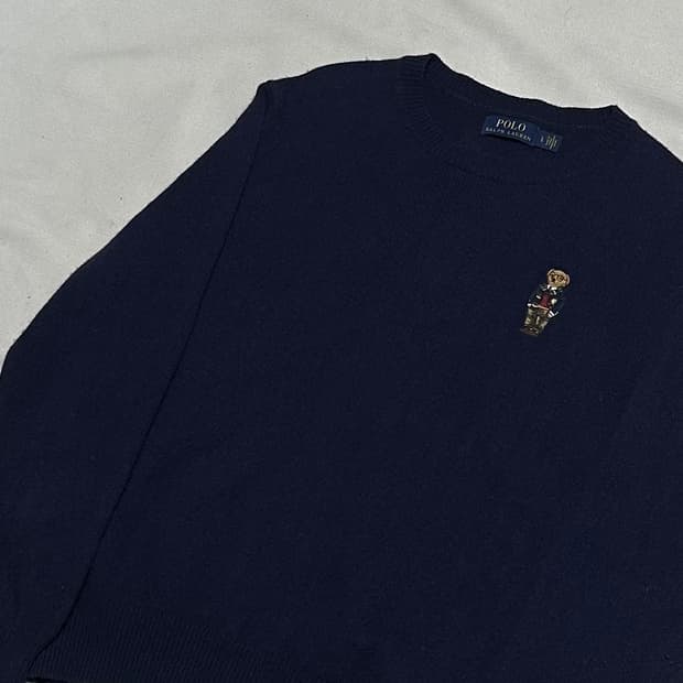 L 폴로랄프로렌 스몰 폴로베어 네이비 울 니트