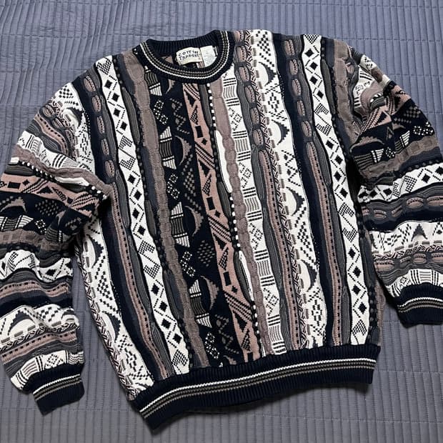 빈티지 브라운 쿠지맛 케이블 니트