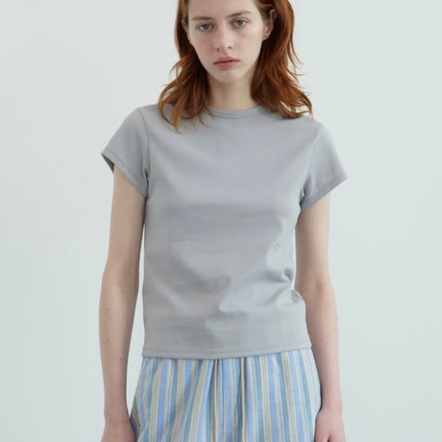 엔조블루스 파스텔 캡 슬리브 티셔츠 Light Grey
