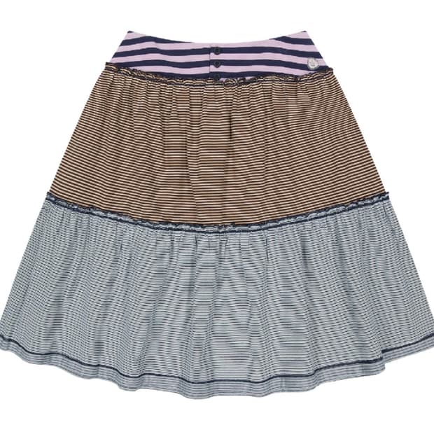 코이세이오 컬러드 스트라이프 미디 스커트 퍼플 1사이즈