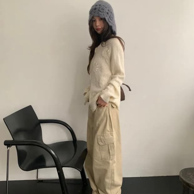 L) 유이니 mars 커브드 카고팬츠 베이지 새상품