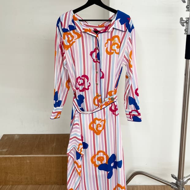 비비안 웨스트우드 멀티컬러 스트라이프 플로랄 원피스 