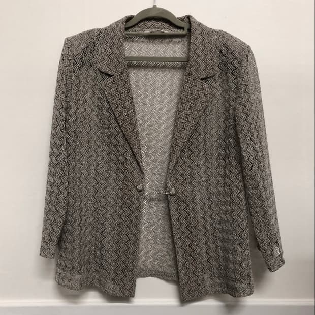 일본 빈티지 crochet 크로셰 그물 버튼 자켓