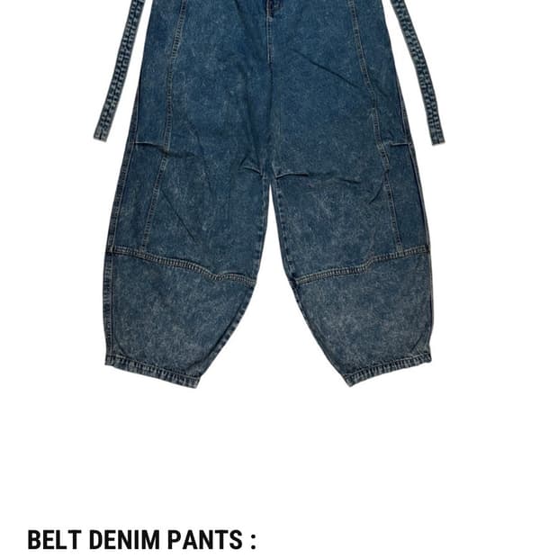 Wannabelikeme BELT DENIM PANTS:blue