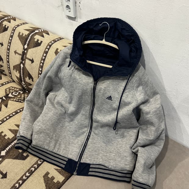 아디다스 리버시블 나일론 후디 점퍼 네이비