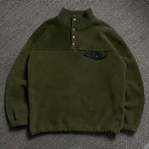 빈티지 풀오버 포켓 버튼 플리스 그린o 4820