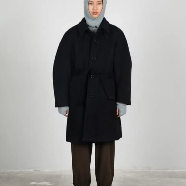 아모멘토 알파카 코트 블랙 0사이즈 