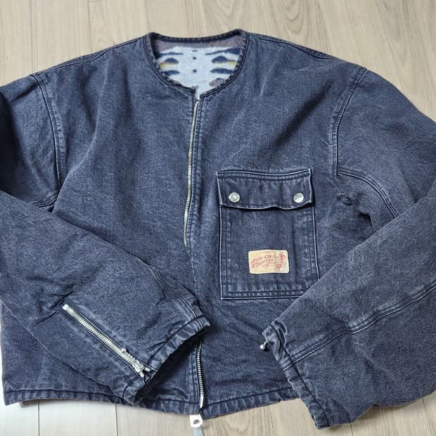 캐피탈 14온즈 데님 본 라이닝 리버시블 모토크로스 자켓 블랙