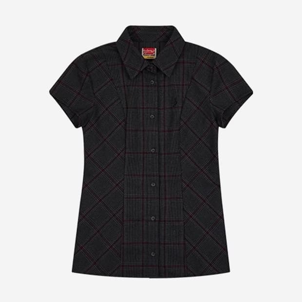 사파리스팟 1/2 s clef checked half line shirt