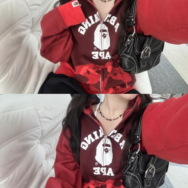 (새상품) 베이프 크레이지 카모 컬리지 후드집업