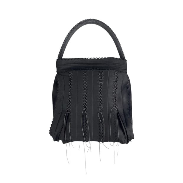 lace up pleats tote bag