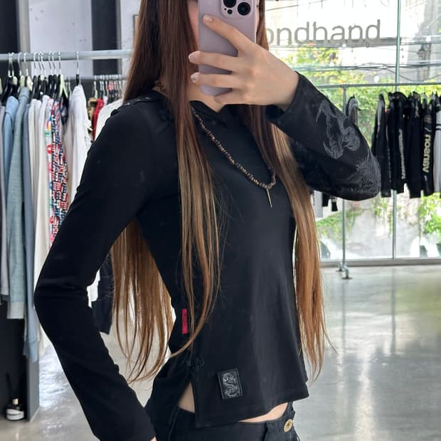 오즈온 Ozz on 오리엔탈 드래곤 스터드 슬릿 롱슬리브