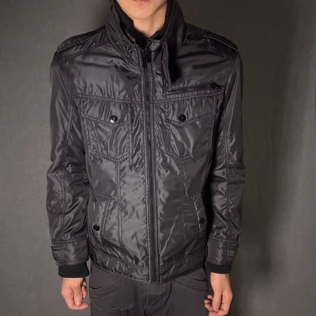 y2k 나일론 라이더 자켓