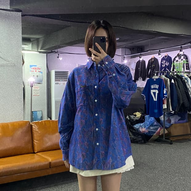 디스이즈네버댓 플라워 코듀로이 셔츠 B2856