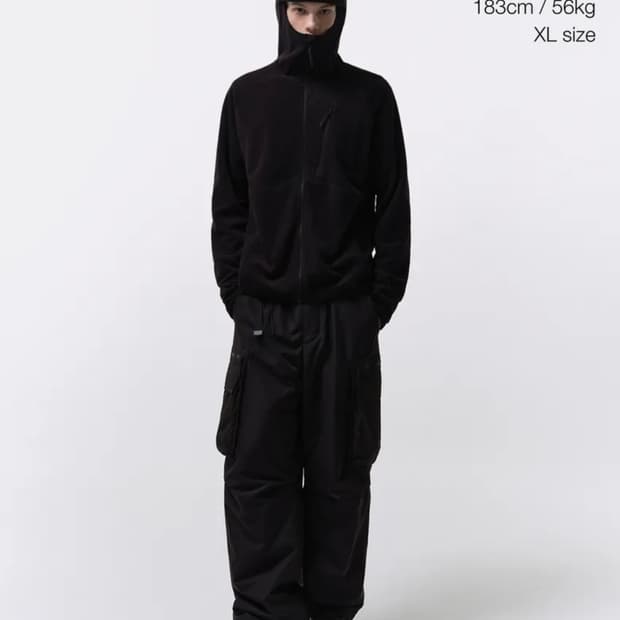 [무신사 스탠다드] 시티 레저 그리드 바라클라바 후드 집업 (블랙/L)