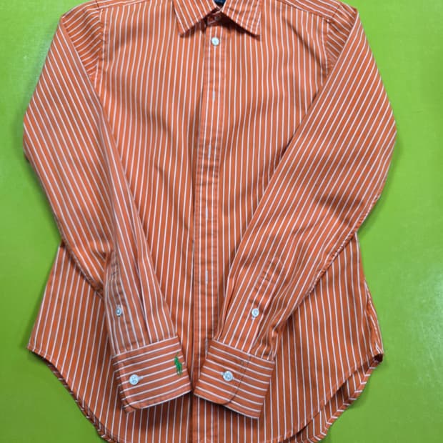 폴로랄프로렌 오렌지 스트라이프 셔츠 (1224)