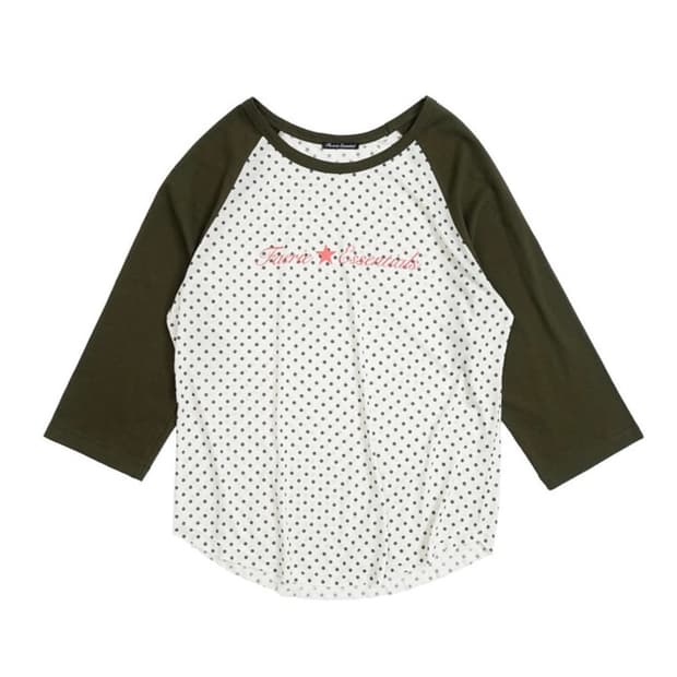 샵페어리 도트 레글런 슬리브탑 카키