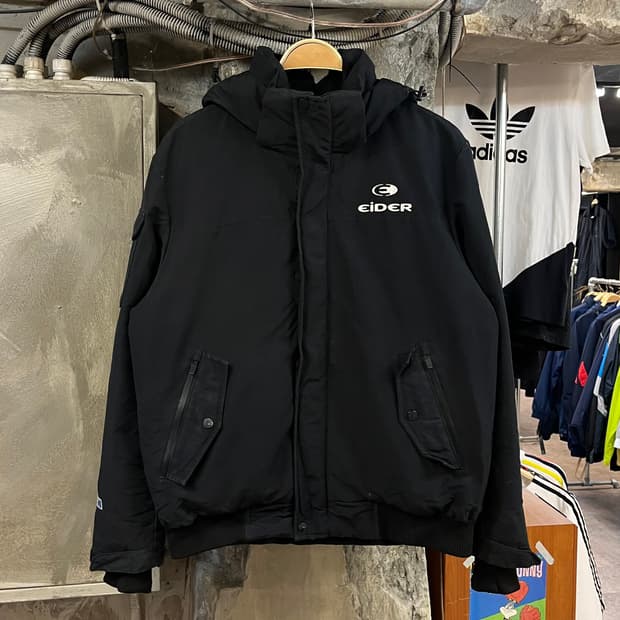 아이더 덕다운 후드 패딩 자켓 블랙 L #csz2592