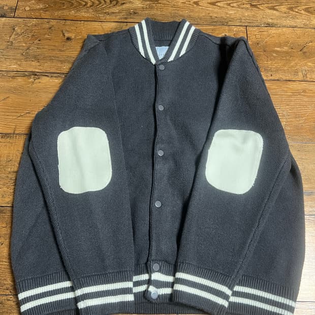 머드솔트 모달 바시티 니트 가디건 차콜 3