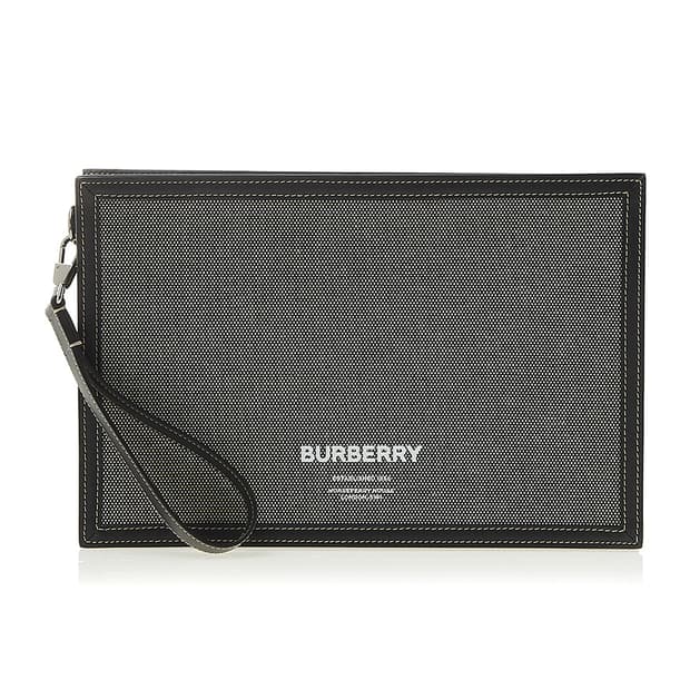 버버리 호스 페리 프린트 코튼 캔버스 클러치