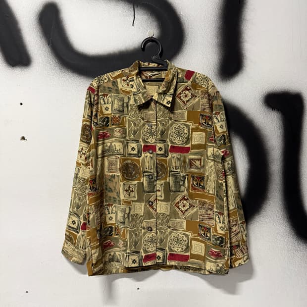 VTG 빈티지 에스닉 보헤미안 원포켓 긴팔 셔츠