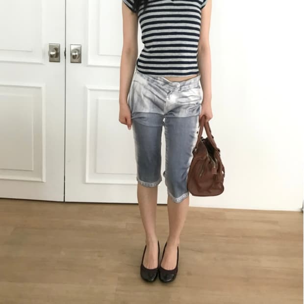 팁씨 steel denim capri