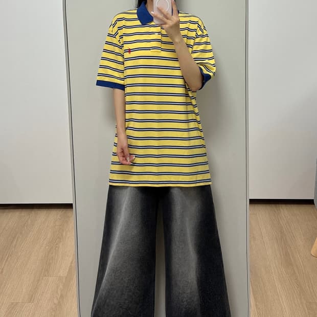 (새상품) 폴로 랄프로렌 스트라이프 카라 반팔 티셔츠 105