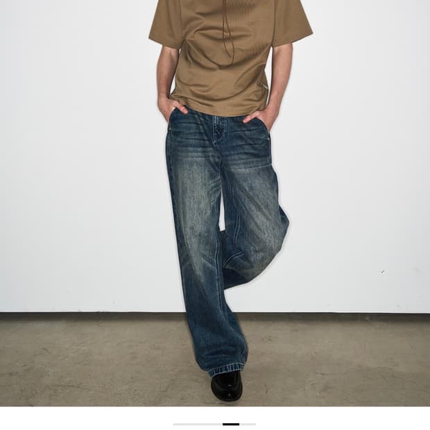 classic washed blue denim pants
