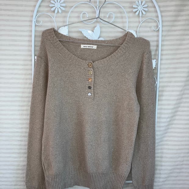 jpn vintage 베이지 버튼 니트 y2k 스트릿 갸루 펑키