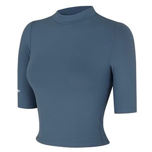 널디 슬림 코튼 크롭탑 반팔 티셔츠 BLUE