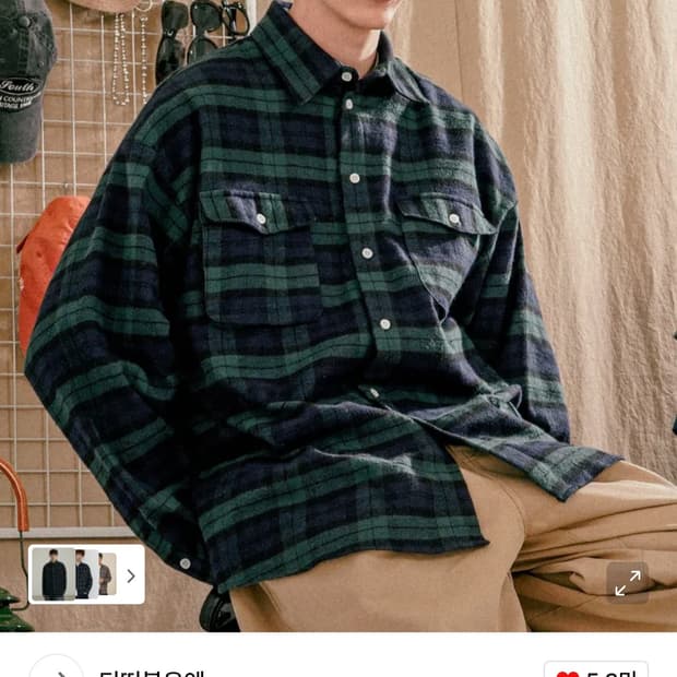 TWN 블런트 체크 셔츠 네이비 L사이즈