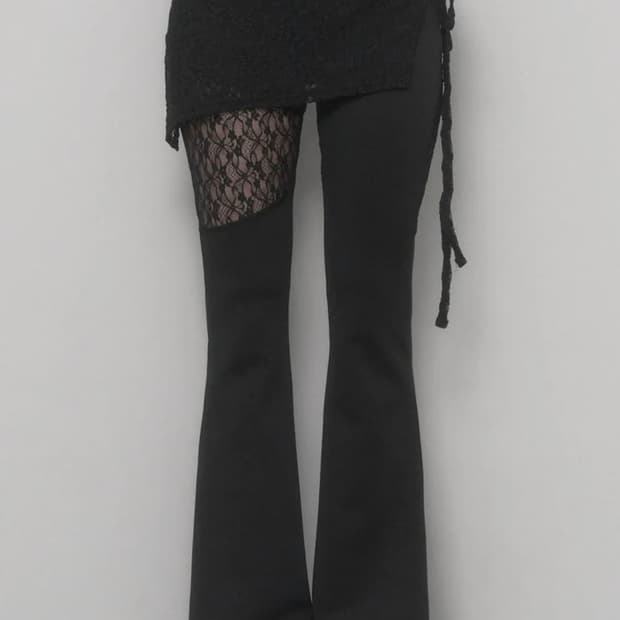 에트오소메 See Through Lace Lap Bootcut Pants