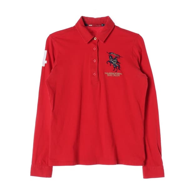 ASK 브리티시 자수 레드 긴팔 카라티 M