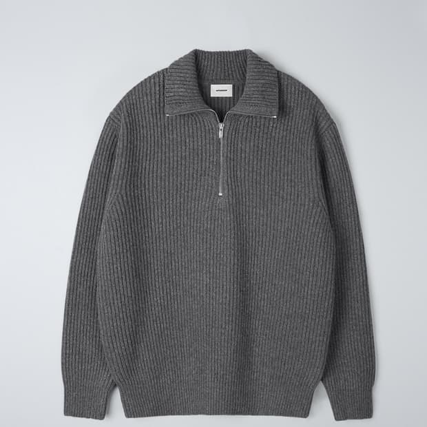 인더로우 하프집업 니트 그레이 멜란지 3사이즈