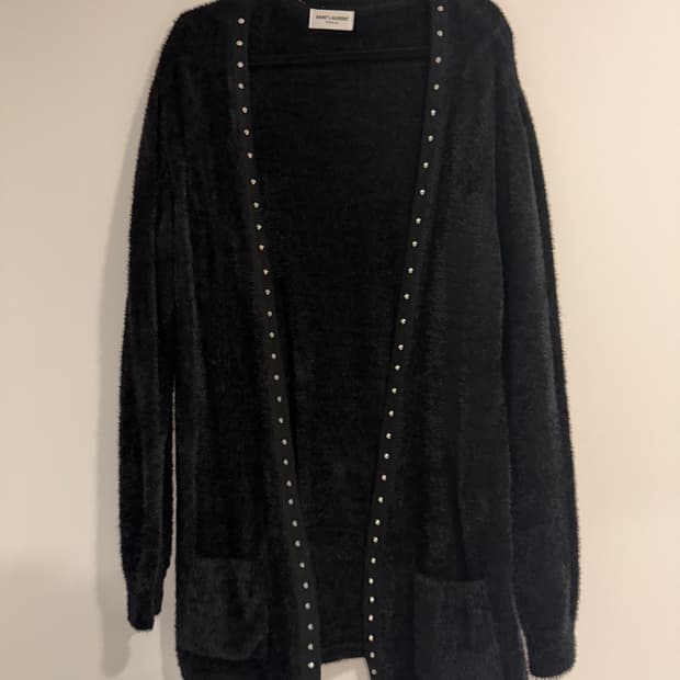 블랙 스터드 모헤어 가디건 / 생로랑 스타일
