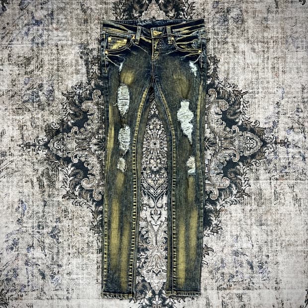 D.i.a mud washing lace up detail denim p