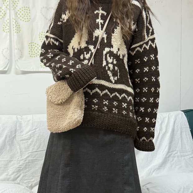 초코브라운 눈꽃 노르딕 니트