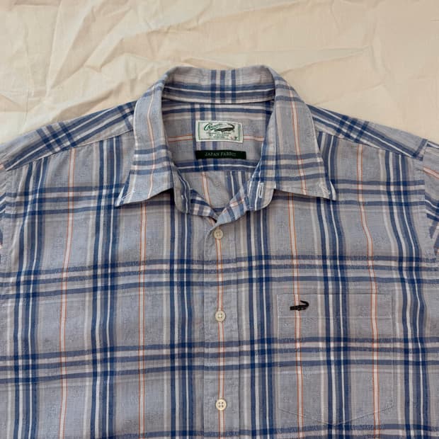 Crocodile Japan Fabric 체크 반팔 셔츠
