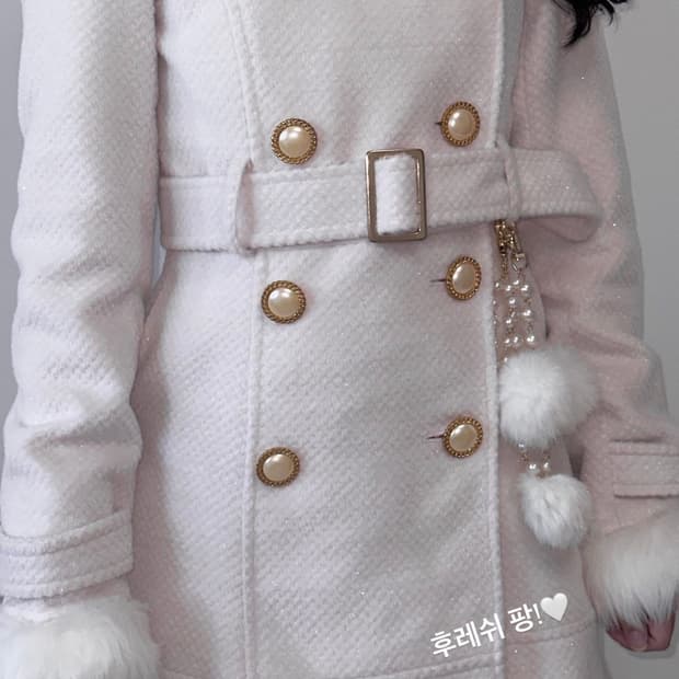 Tralala 빈티지 폼폼 핑크 코트