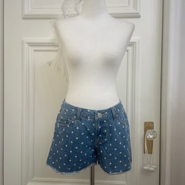 cute dot blue denim short pants(size-S)