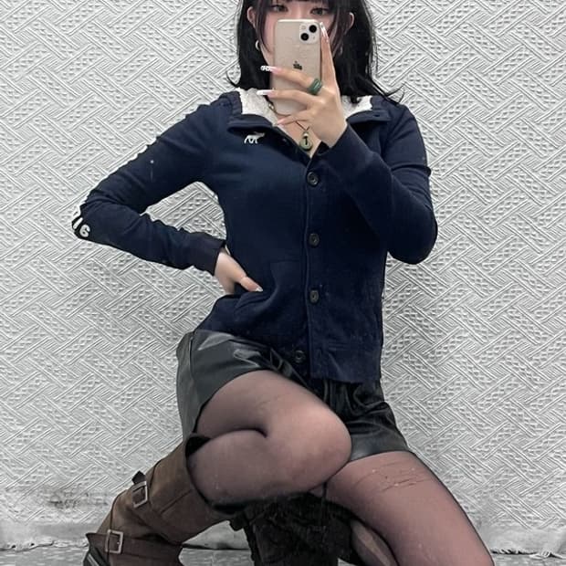 아베크롬비 Y2K 빈티지 대장급 딱붙핏 버튼 후드집업 XL C11057