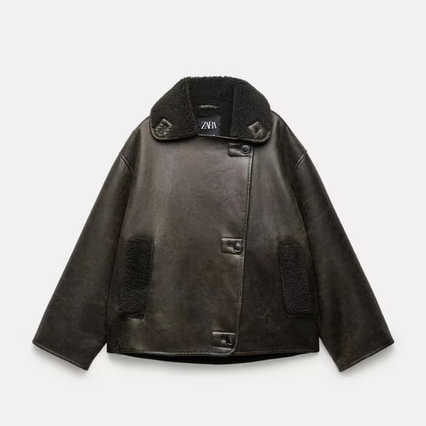 자라 ZW COLLECTION 오버핏 더블 무스탕 점퍼 S